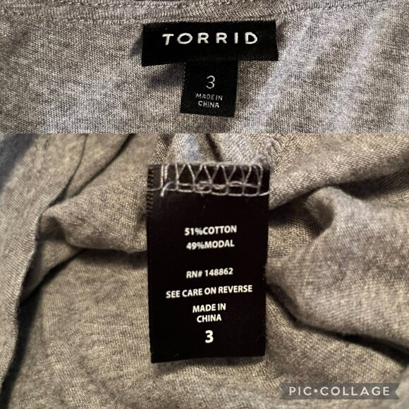 Torrid Size 3 Grey Girlfriend Heritage Slub V-Neck Tee - Picture 4 of 8